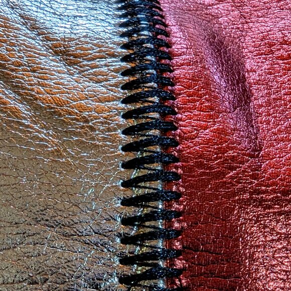 GLAMOROUS faux-patent-leather SKIRT Size 6 PACHTWORKY 50% COTTON BOHO CHIC a GEM - Picture 7 of 13